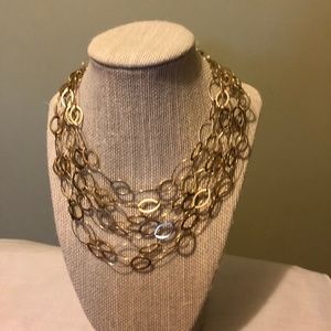 Seven (7) Strand Gold Tone Oval Chain Necklace